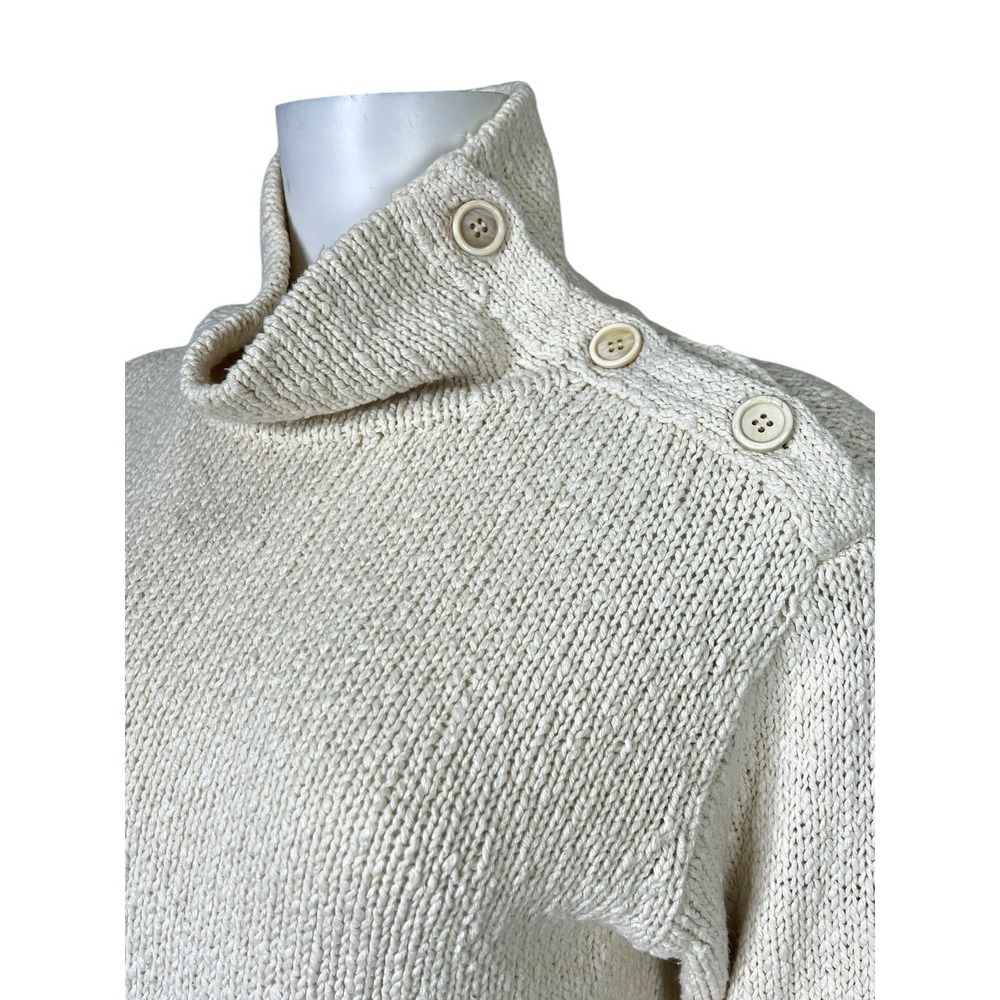 Brunello Cucinelli Womens Sweater Top Ivory Cotton Linen Cottegecore Lace Size L - Picture 6 of 15